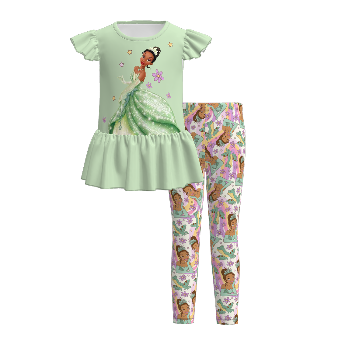 (Pre Order)Girls Spring and Summer Princess Print Outfit Set