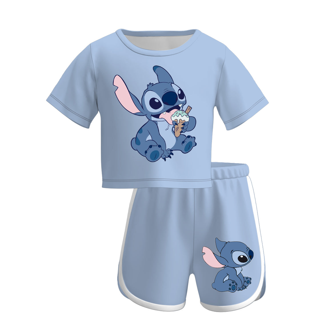 (Pre Order)Girls Spring and Summer Cartoon Print Shorts Set