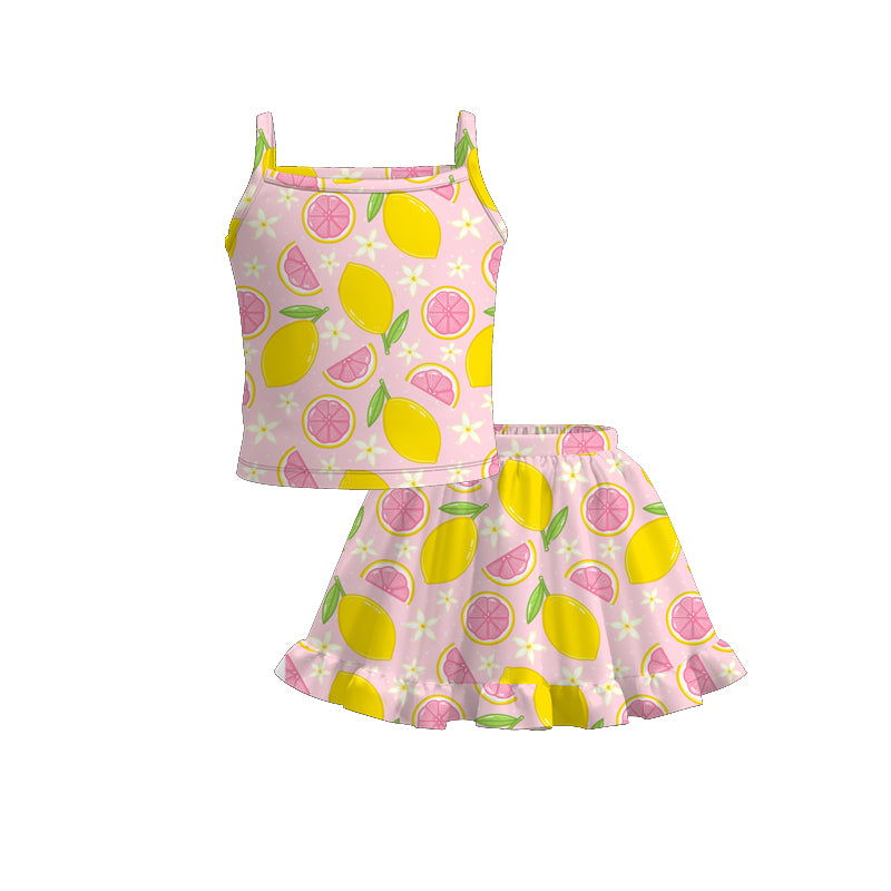 (Pre Order)Girls Spring and Summer Fruit Print Skirt Set