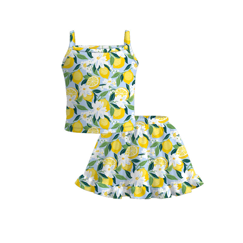 (Pre Order)Girls Spring and Summer Fruit Print Skirt Set