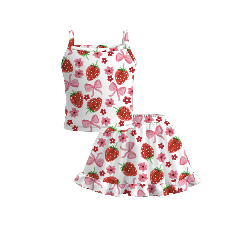 (Pre Order)Girls Spring and Summer Fruit Print Skirt Set
