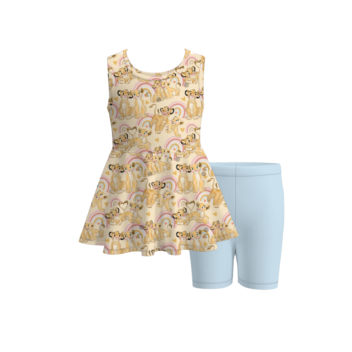 (Pre Order)Girls Spring and Summer Cartoon Print Capris Set