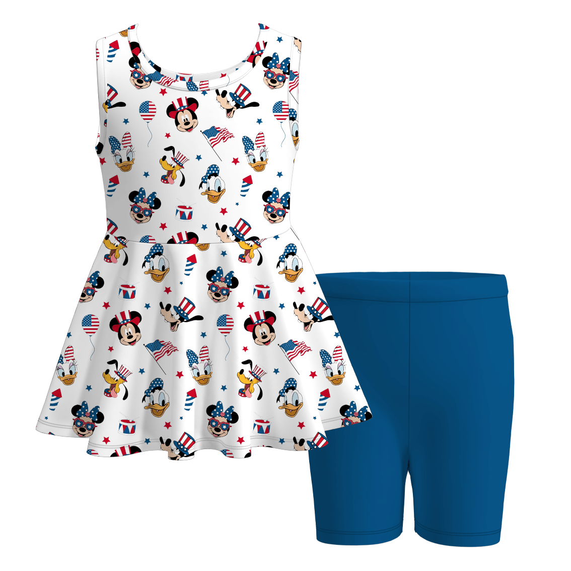 (Pre Order)Girls Spring and Summer Cartoon Print Capris Set