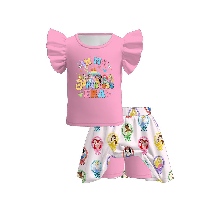 (Pre Order)Girls Spring and Summer Cartoon Print Skort Set