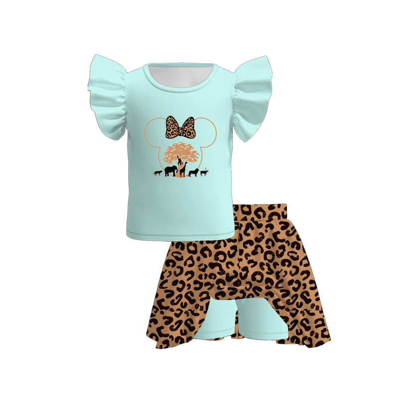 (Pre Order)Girls Spring and Summer Cartoon Print Skort Set