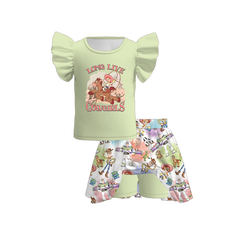 (Pre Order)Girls Spring and Summer Cartoon Print Skort Set