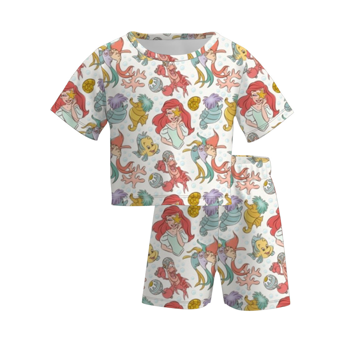 (Pre Order)Girls Spring and Summer Cartoon Print Shorts Set