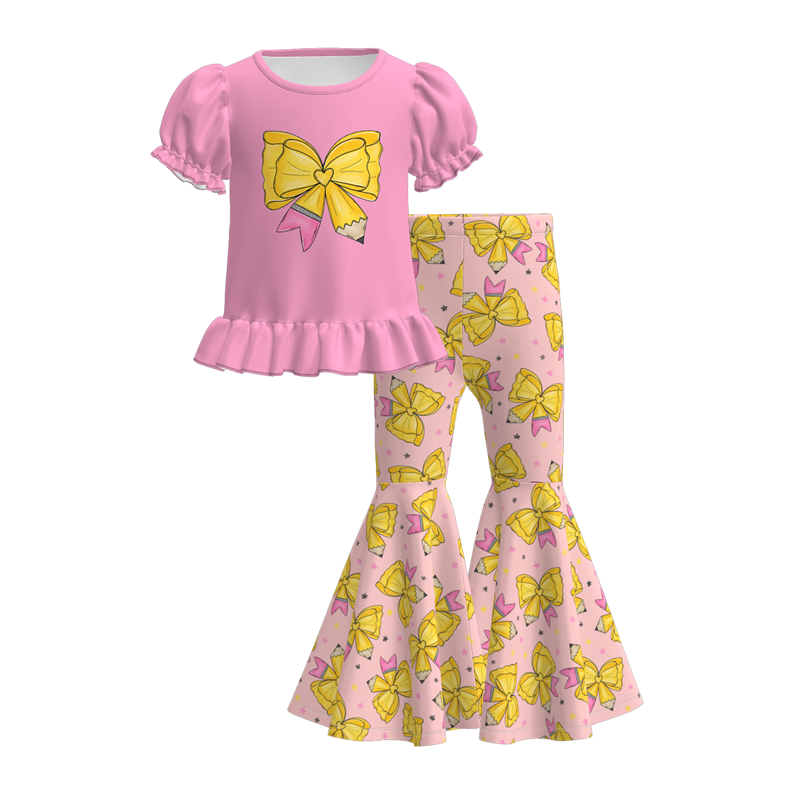 (Pre Order)Girls Summer Back To School Print Outfit Set