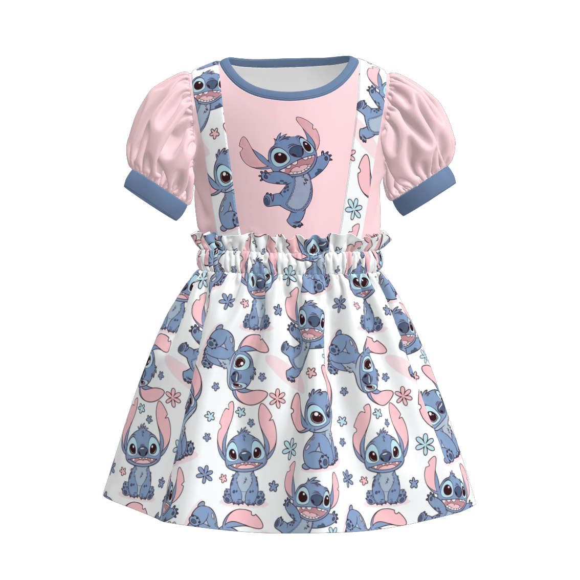 (Pre Order)Girls Spring and Summer Cartoon Print Strap Dress