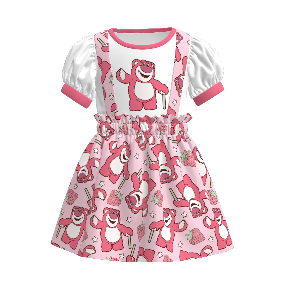 (Pre Order)Girls Spring and Summer Cartoon Print Strap Dress