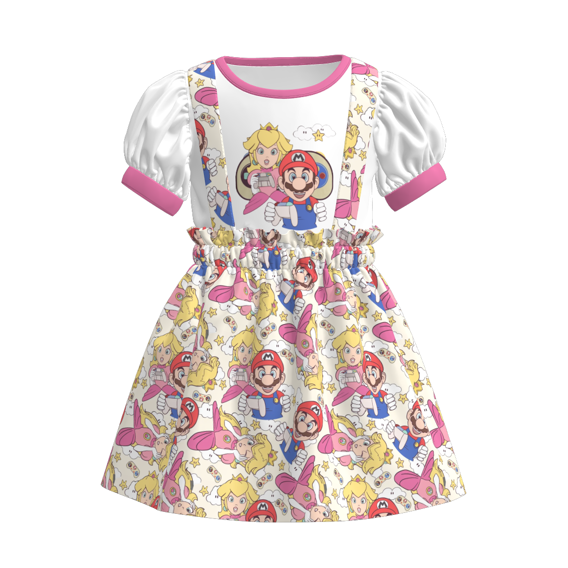 (Pre Order)Girls Spring and Summer Cartoon Print Strap Dress