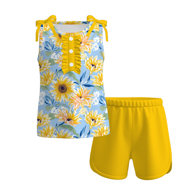 (Pre Order)Mommy and Me Spring&Summer Sunflower Print Dress,Set
