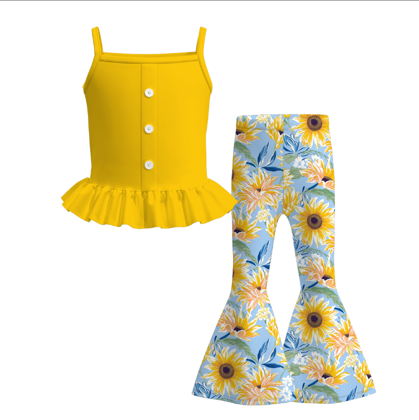 (Pre Order)Mommy and Me Spring&Summer Sunflower Print Dress,Set