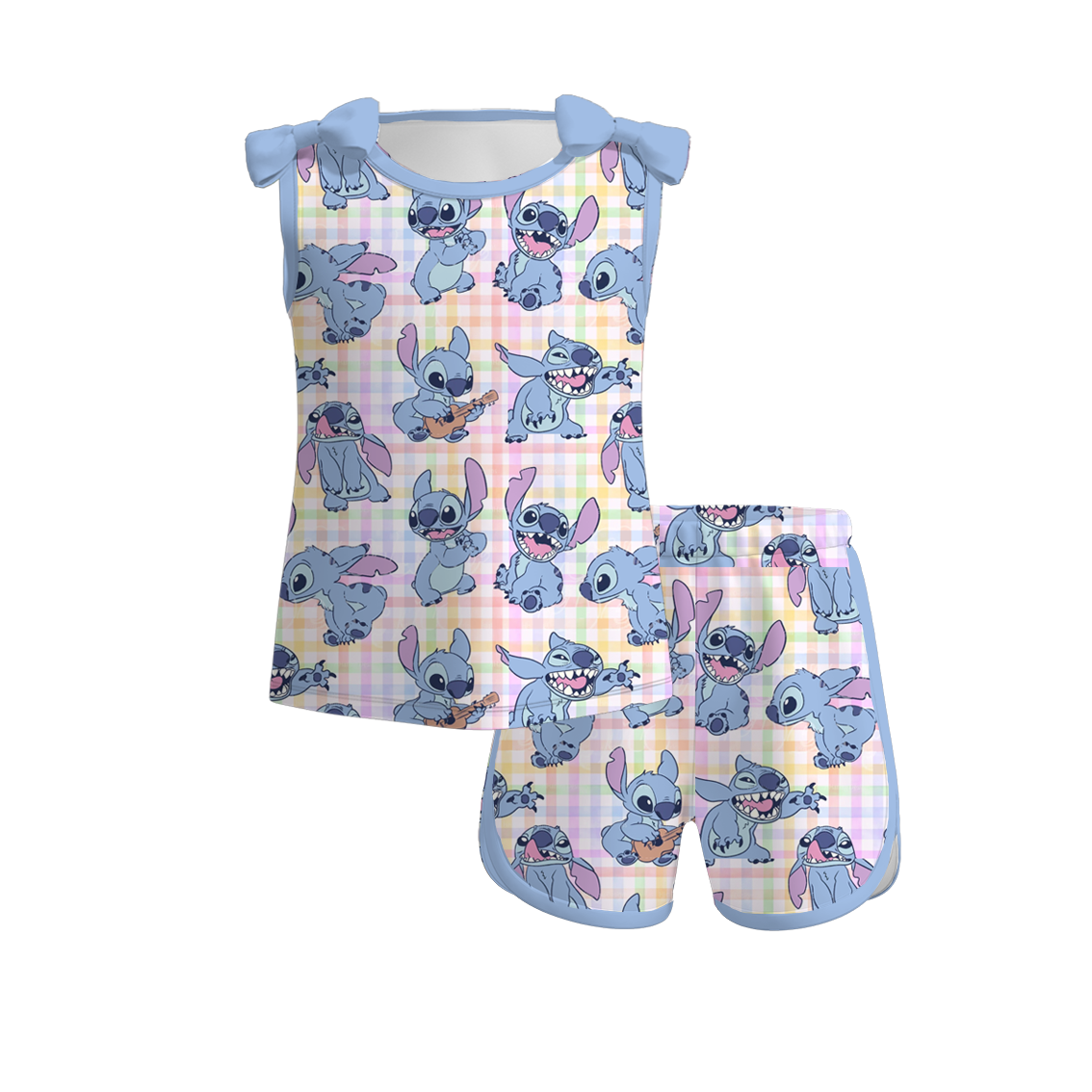 (Pre Order)Girls Spring and Summer Cartoon Print Shorts Set