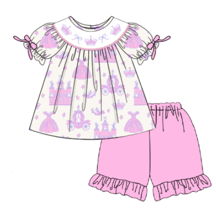 (Pre Order)Sisters Spring and Summer Princess Embroidery Smocked Dress,Romper&Set