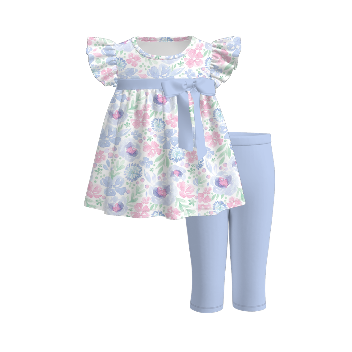 (Pre Order)Girls Spring and Summer Print Capris Set