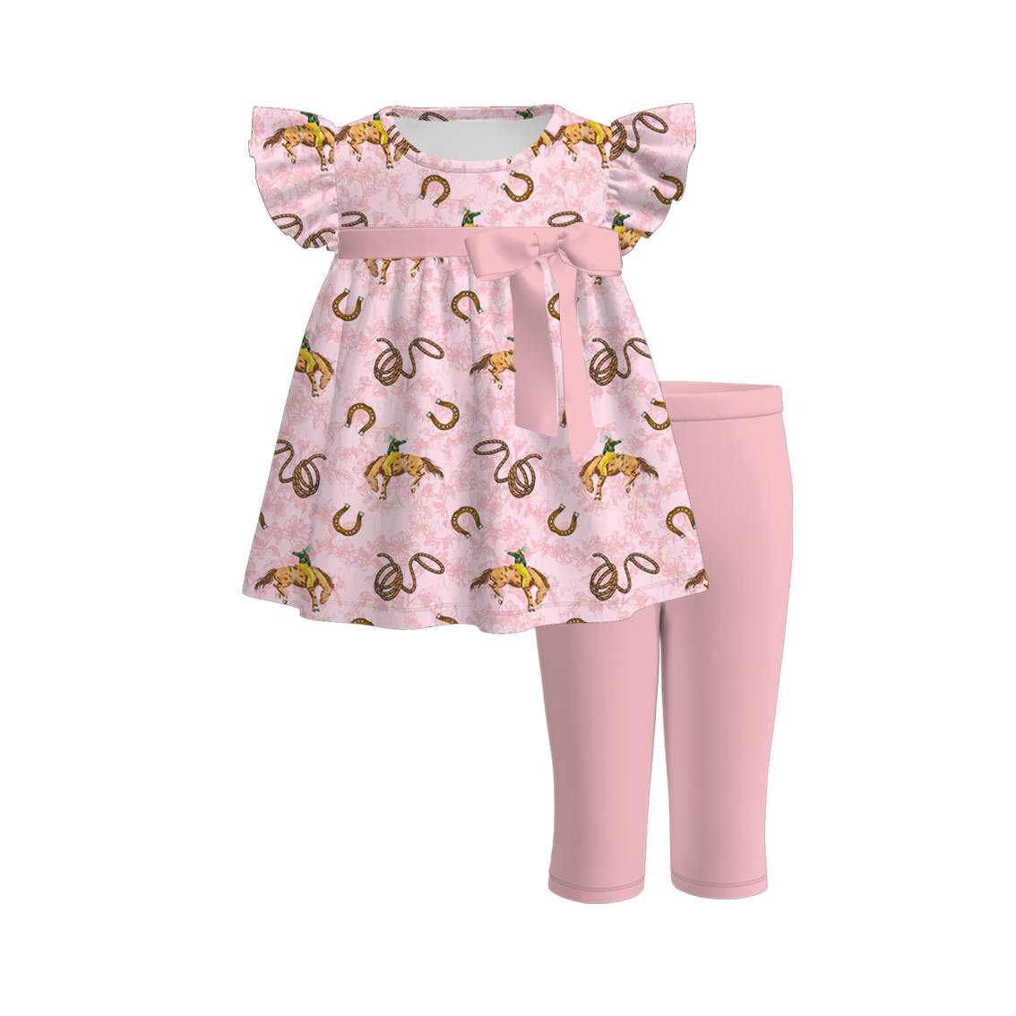 (Pre Order)Girls Spring and Summer Print Capris Set