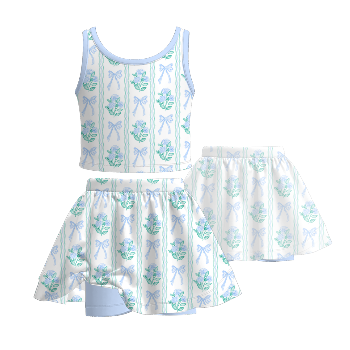 (Pre Order)Sisters Spring and Summer Floral Print Skorts Set&Romper
