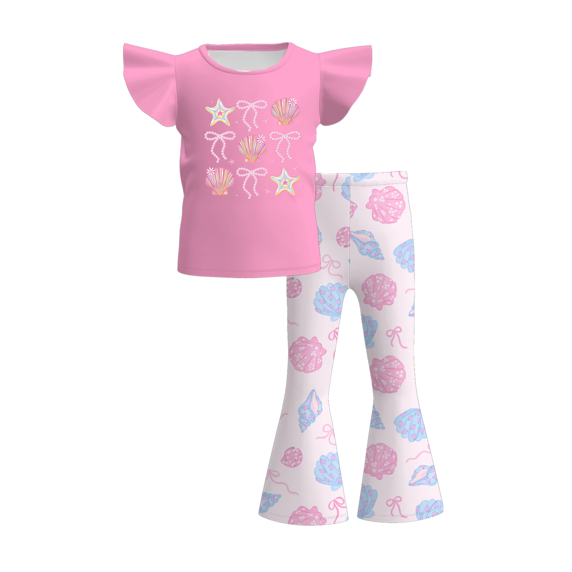 (Pre Order)Girls Spring and Summer Sea Side Print Dress&Set