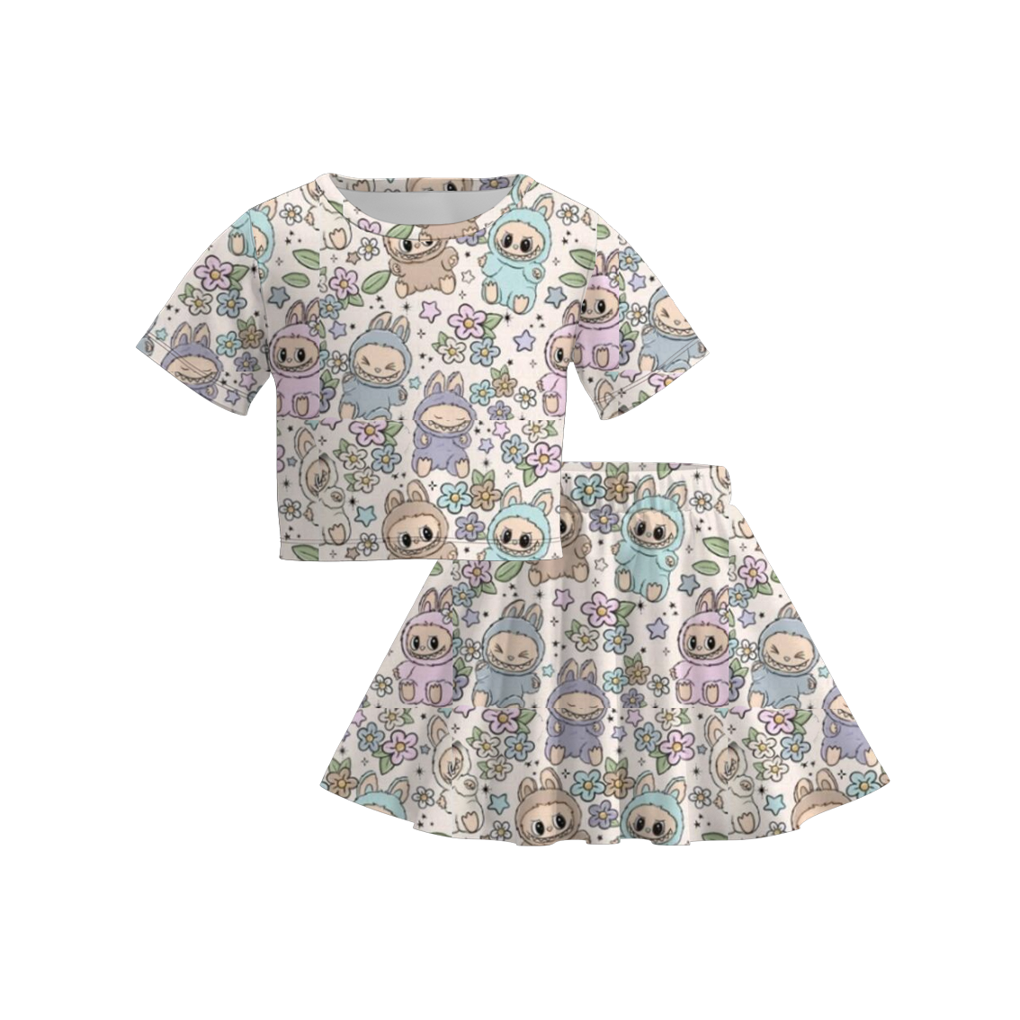 (Pre Order)Girls Spring and Summer Cartoon Print Dress,Set,Jumpsuit&Top
