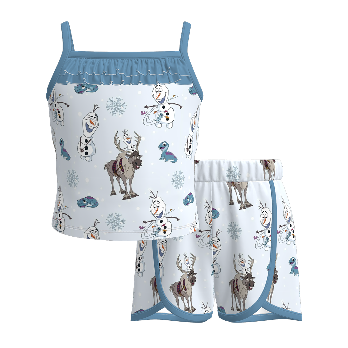 (Pre Order)Girls Spring and Summer Cartoon Print Shorts Set