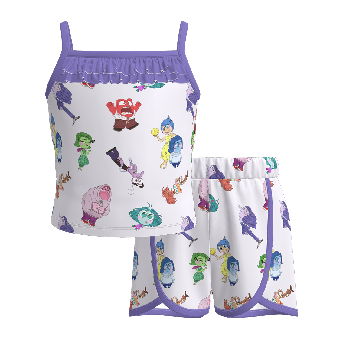 (Pre Order)Girls Spring and Summer Cartoon Print Shorts Set