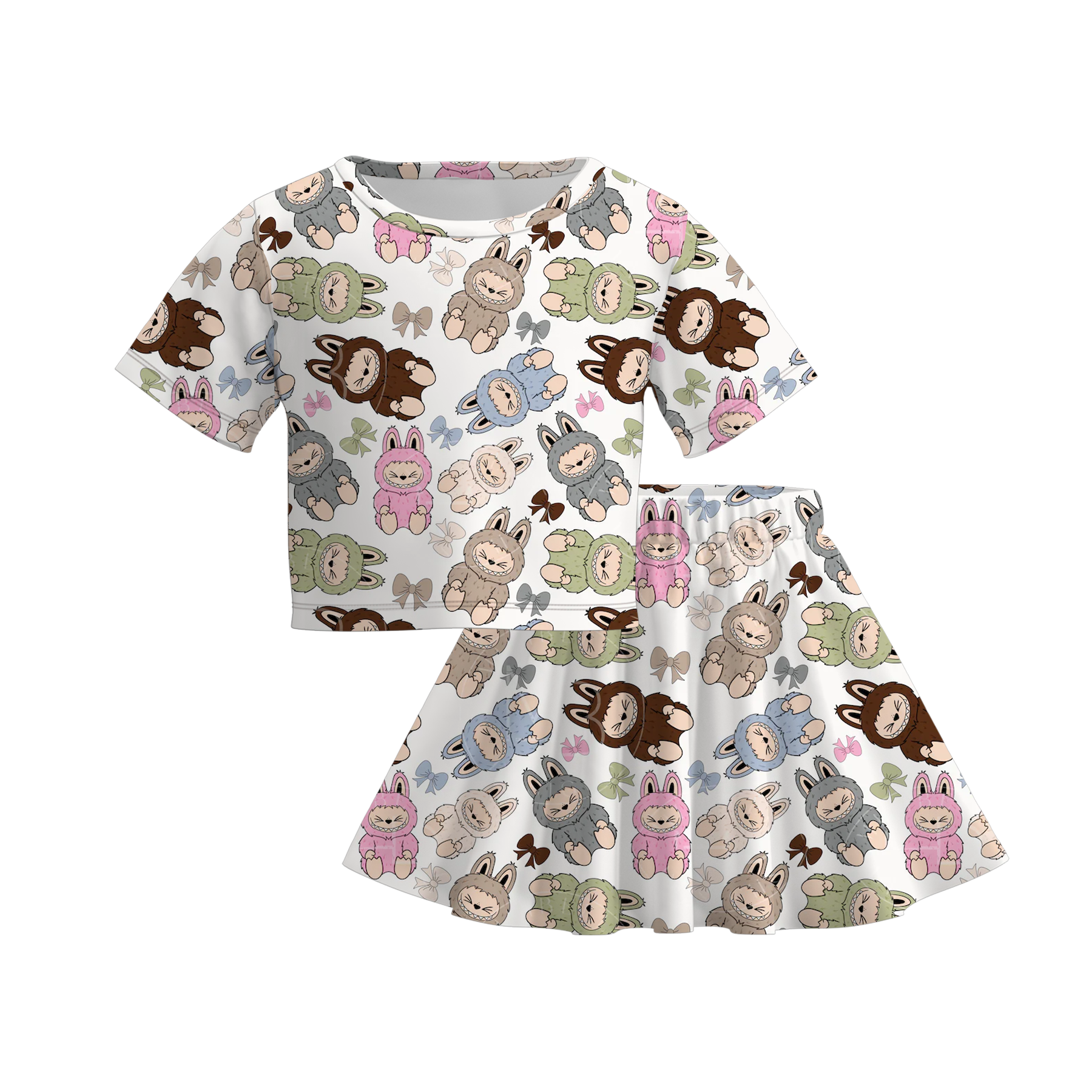 (Pre Order)Girls Spring and Summer Cartoon Print Dress,Set,Jumpsuit&Top