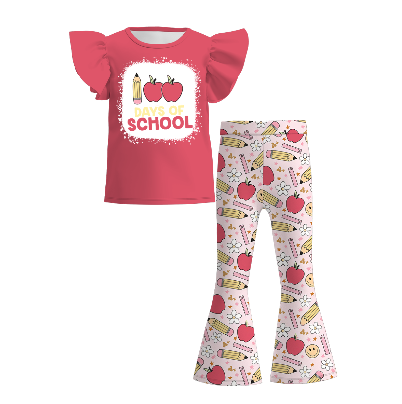 (Pre Order)Girls Summer Back To School Print Outfit Set