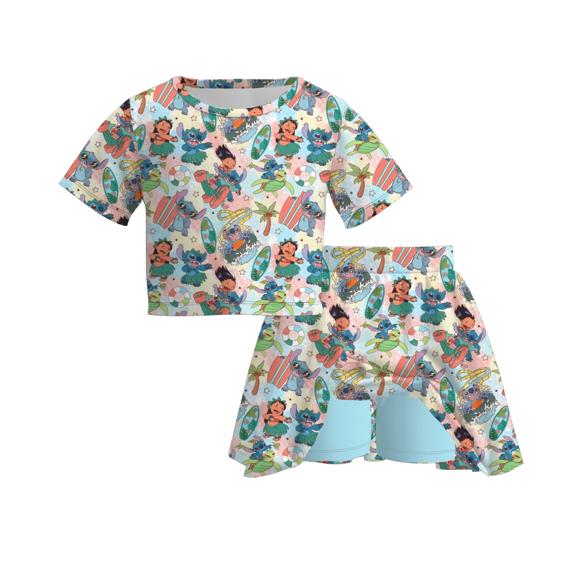 (Pre Order)Siblings Spring and Summer Cartoon Print Dress,Top and Set