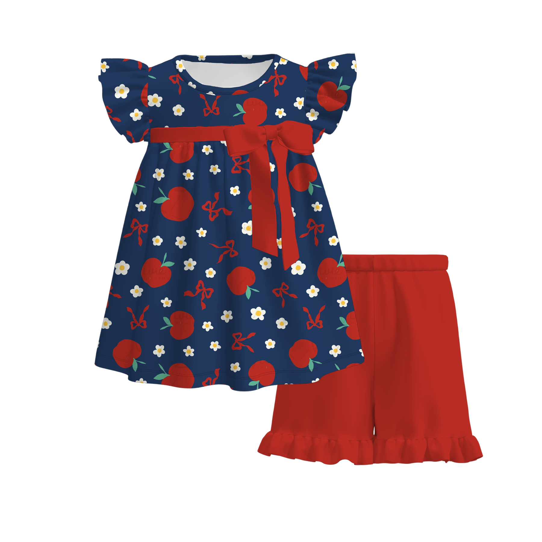 (Pre Order)Girls Summer Back To School Print Outfit Set