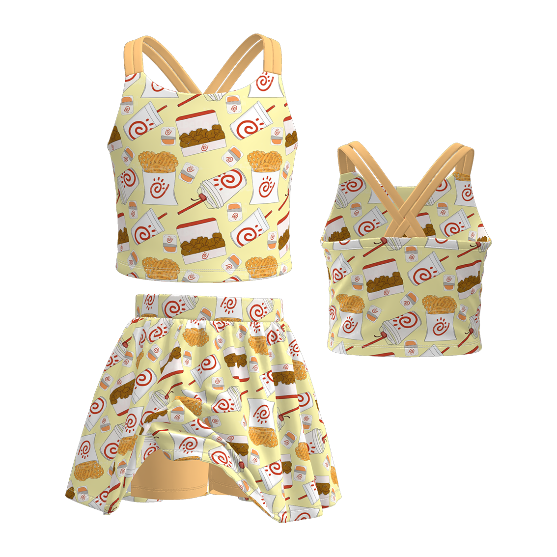 (Pre Order)Girls Spring and Summer Print Skort Set
