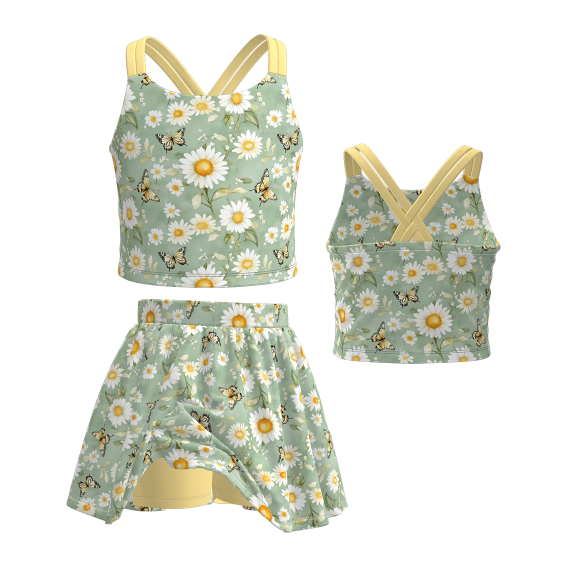 (Pre Order)Girls Spring and Summer Print Skort Set
