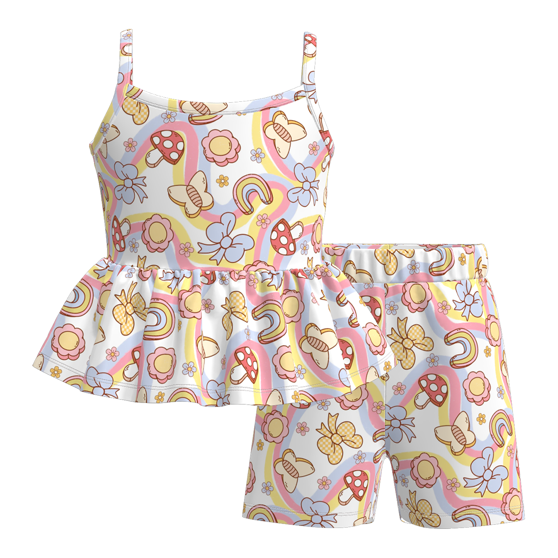 (Pre Order)Girls Spring and Summer Print Shorts Set