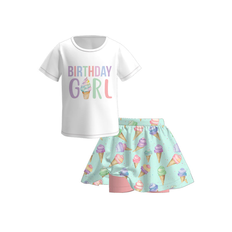 (Pre Order)Girls Spring and Summer Print Skort Set