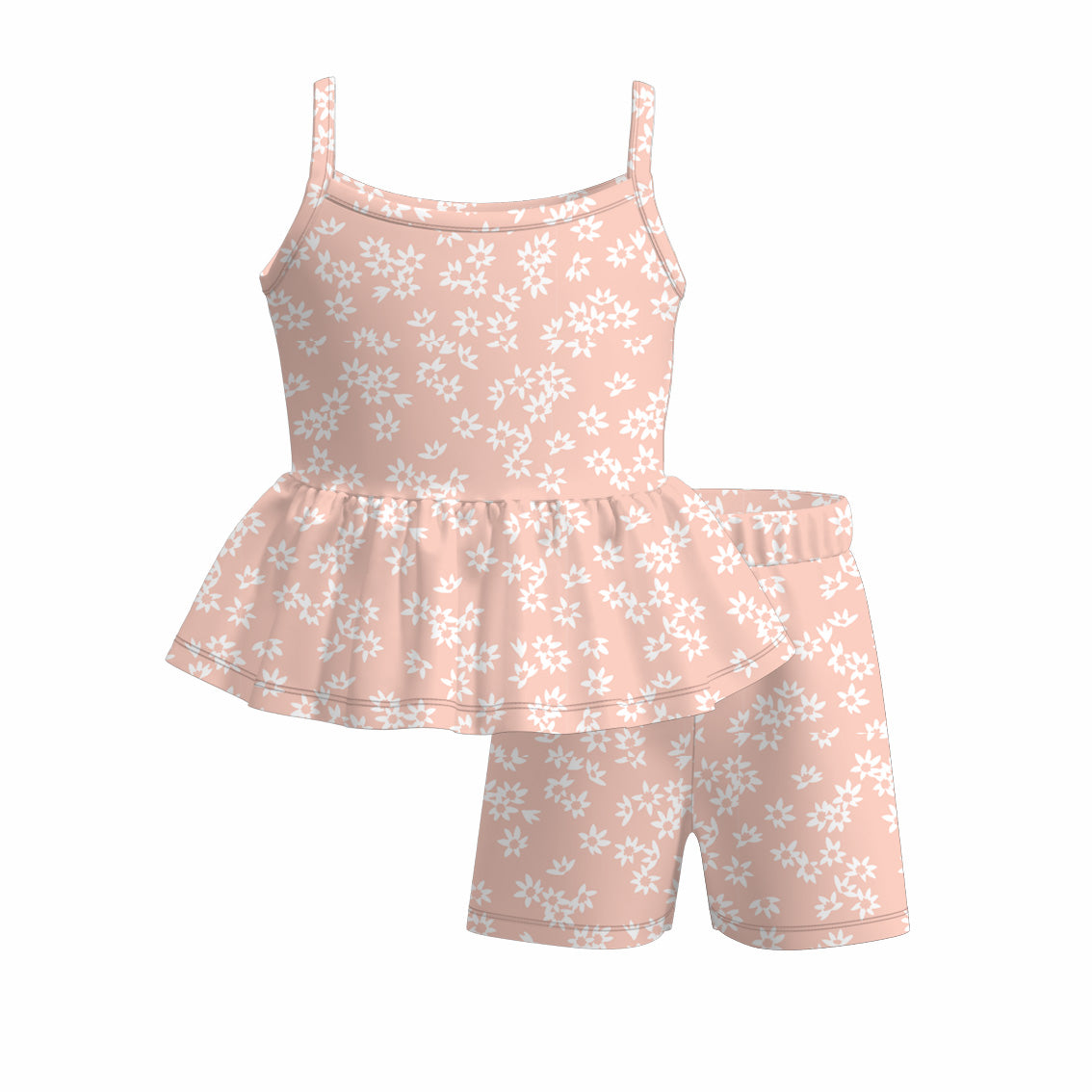 (Pre Order)Girls Spring and Summer Floral Print Shorts Set