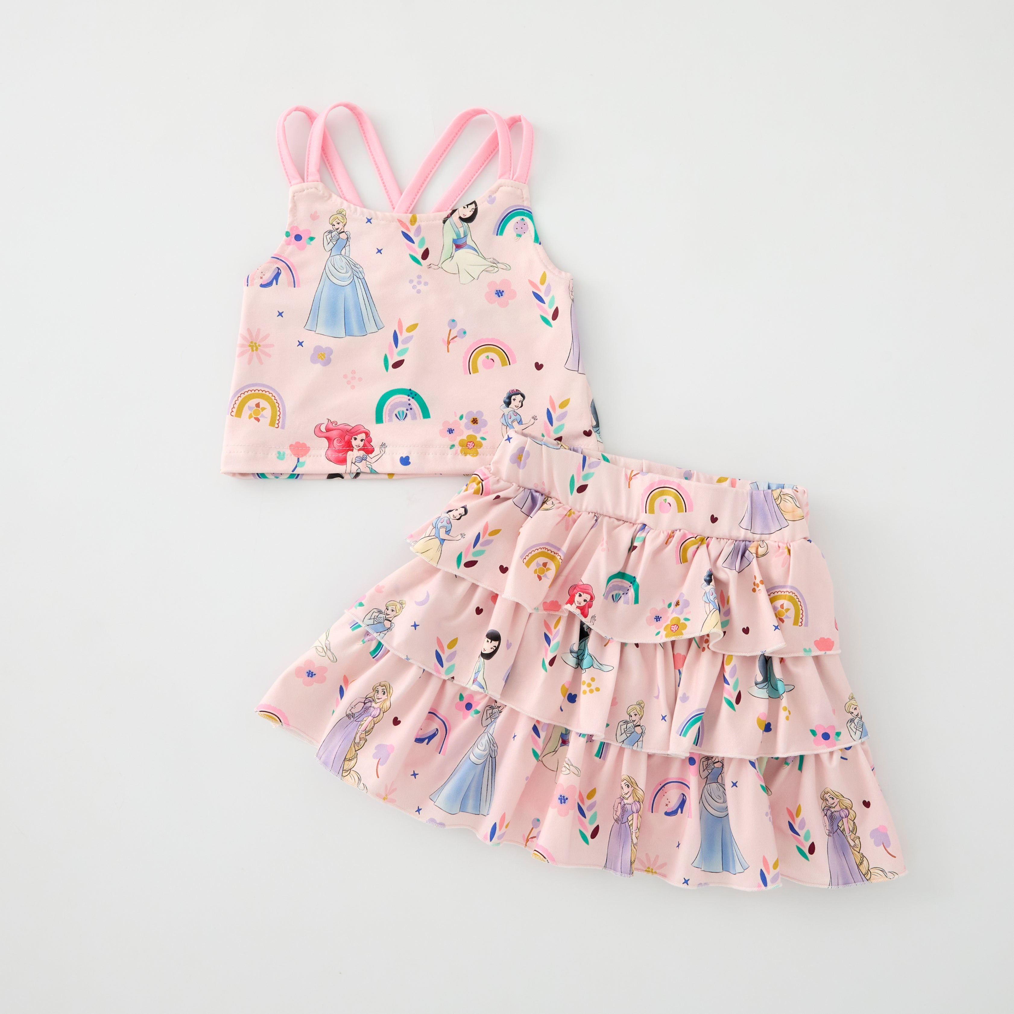 (Pre Order)Girls Spring and Summer Princess&Cartoon Print Skort Set