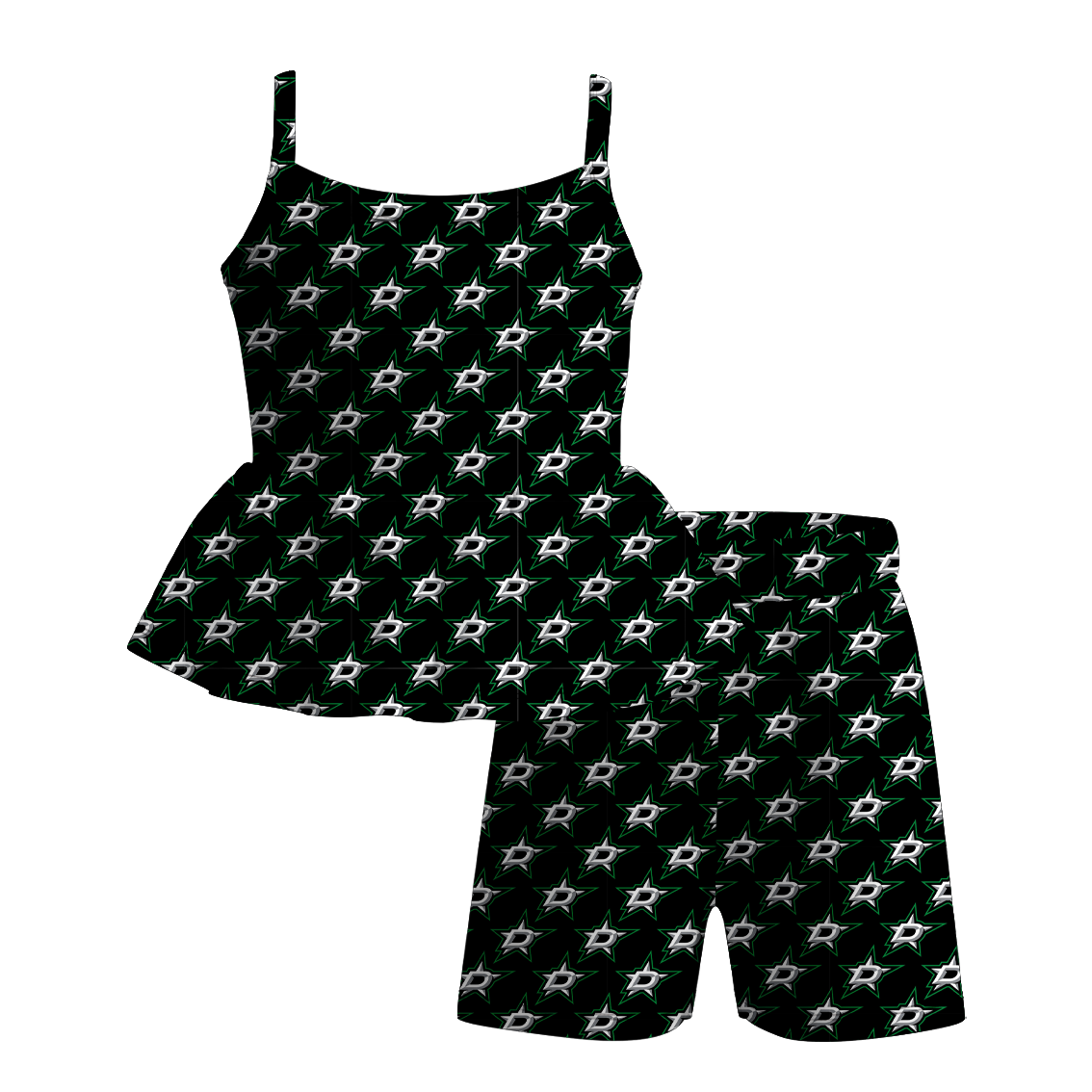 (Pre Order)Girls Spring and Summer Baseball Print Shorts Set