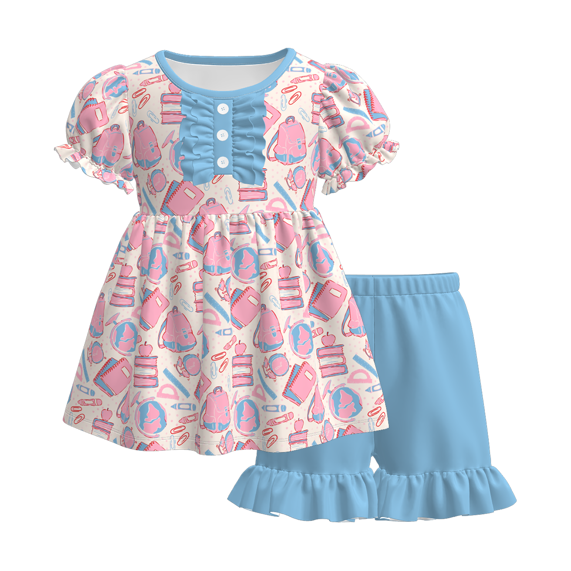 (Pre Order)Sister Summer Back To School Print Dress,Romper&Set