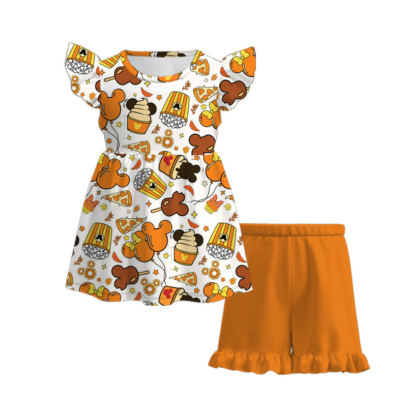 (Pre Order)Family Halloween Cartoon Print Dress,Set,Top&Romper