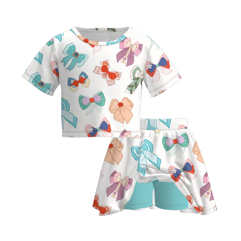 (Pre Order)Girls Spring and Summer Print Skort Set