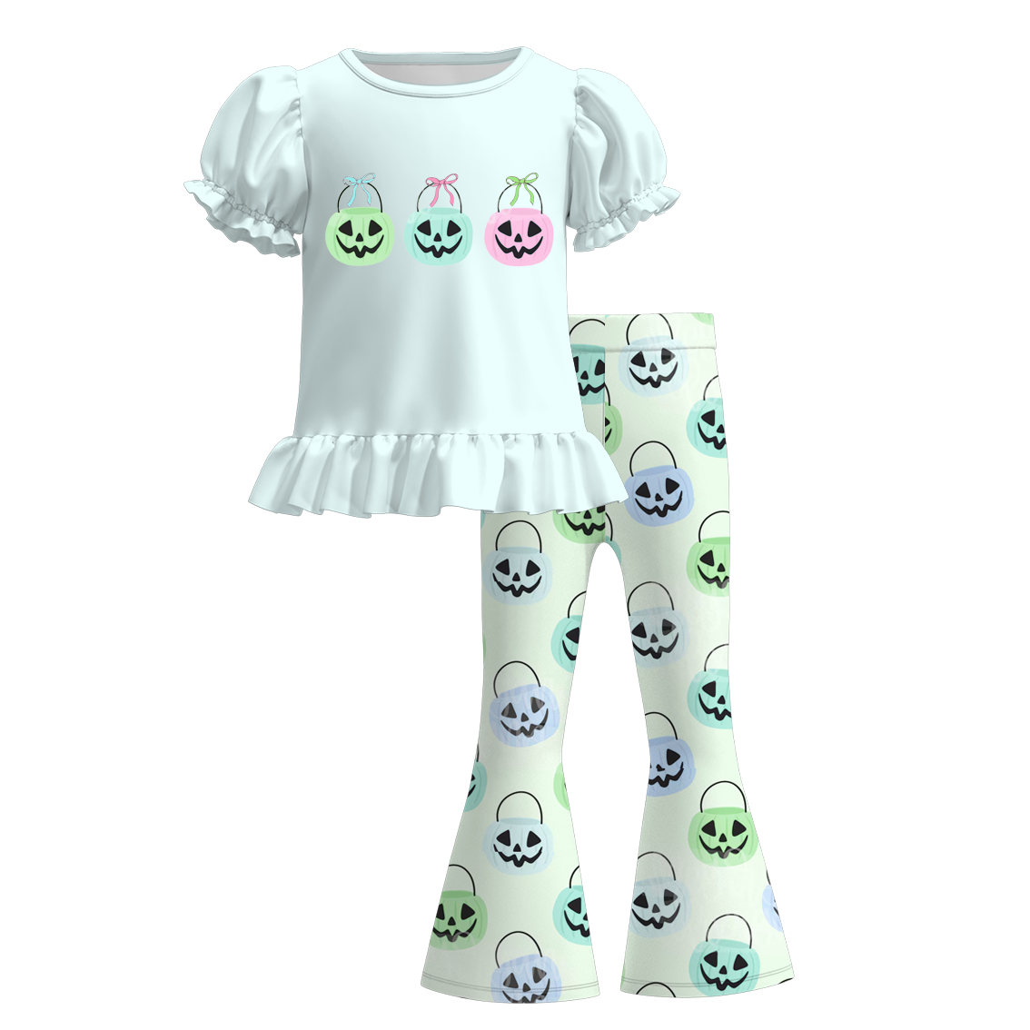(Pre Order)Family Halloween Pumpkin Print Dress,Set&Top