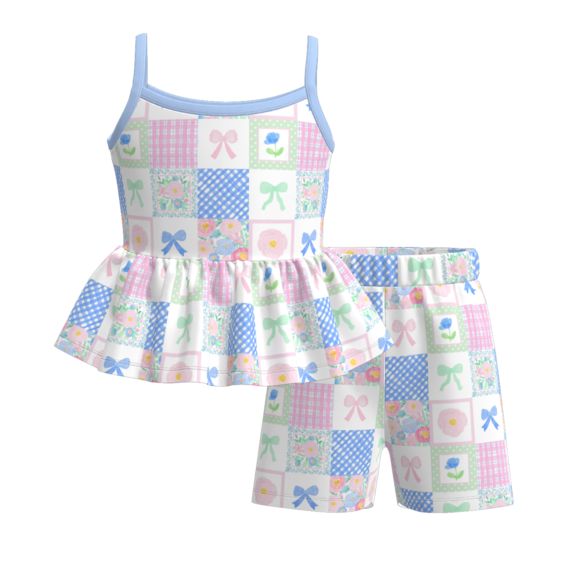 (Pre Order)Girls Spring and Summer Print Shorts Set