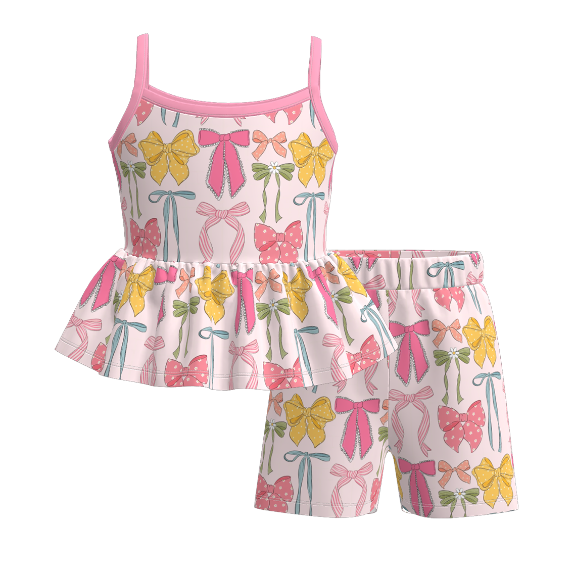 (Pre Order)Girls Spring and Summer Print Shorts Set