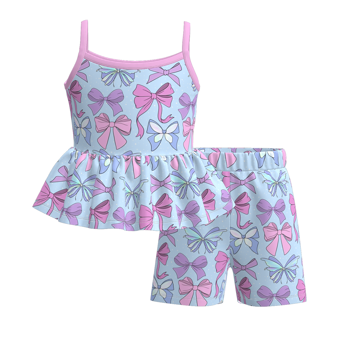 (Pre Order)Girls Spring and Summer Print Shorts Set