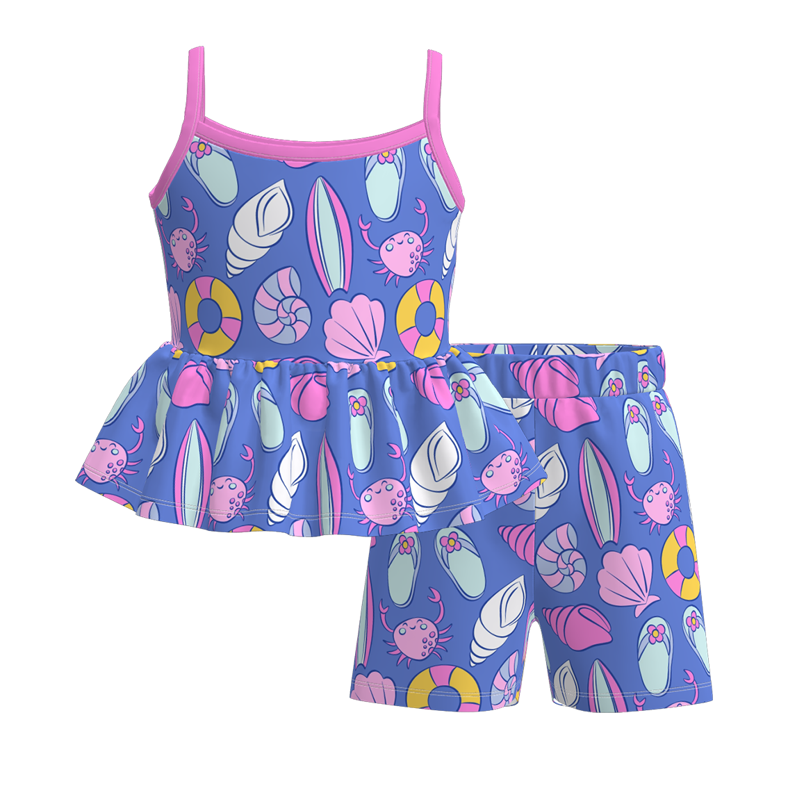 (Pre Order)Girls Spring and Summer Print Shorts Set