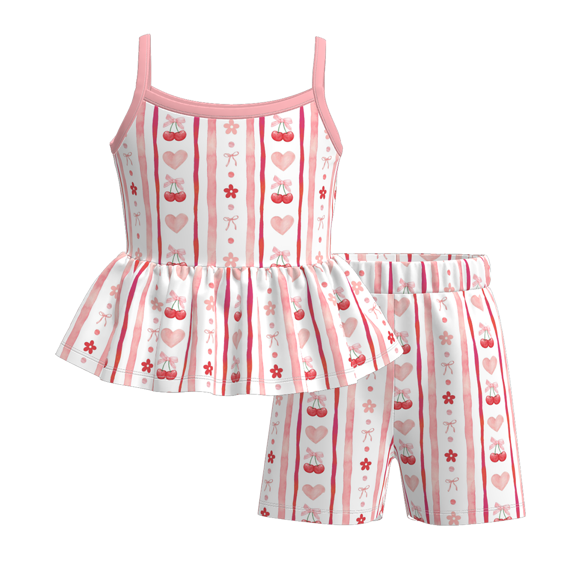 (Pre Order)Girls Spring and Summer Print Shorts Set
