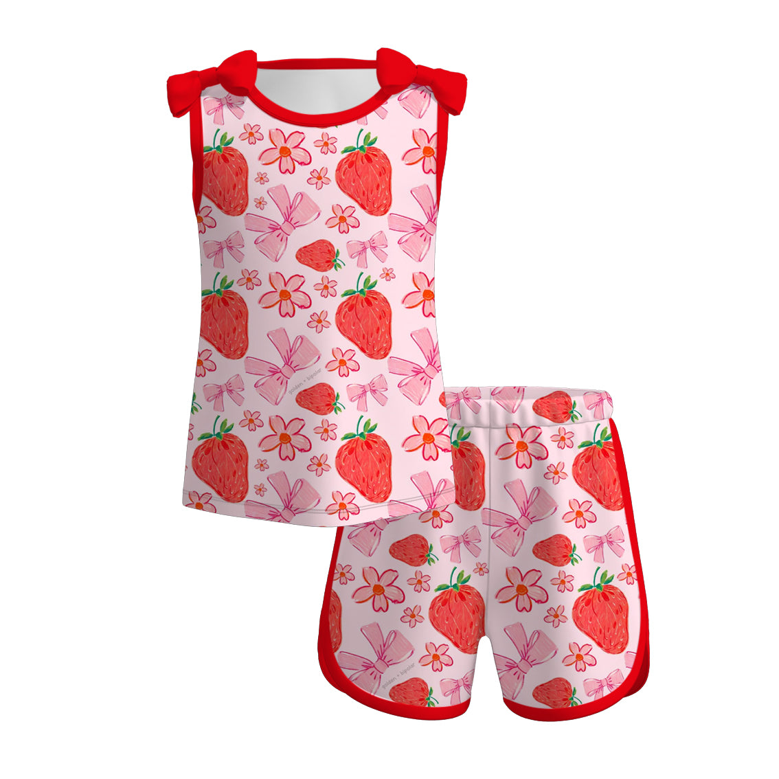 (Pre Order)Girls Spring and Summer Cartoon Print Shorts Set