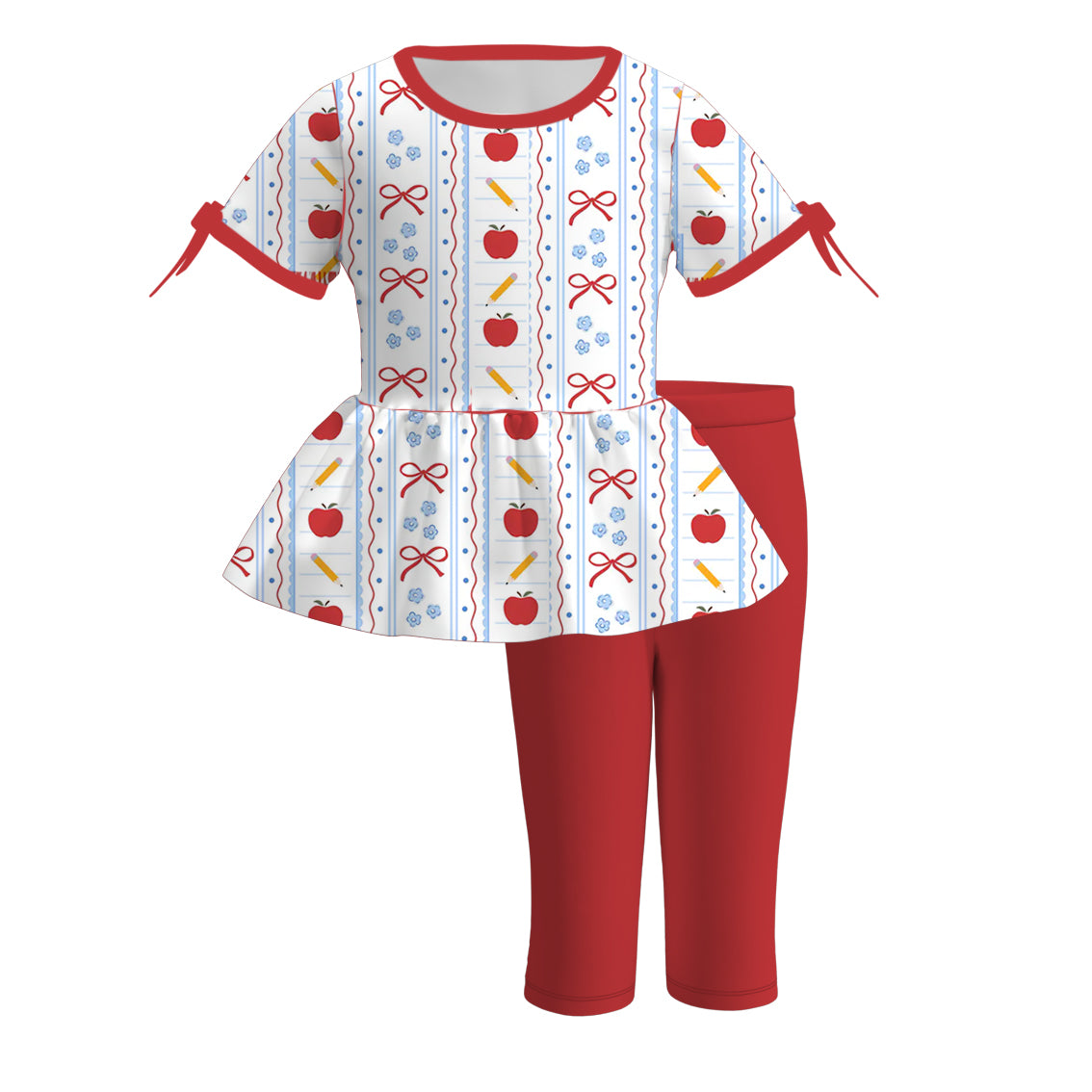 (Pre Order)Girls Summer Back To School Print Capris Set