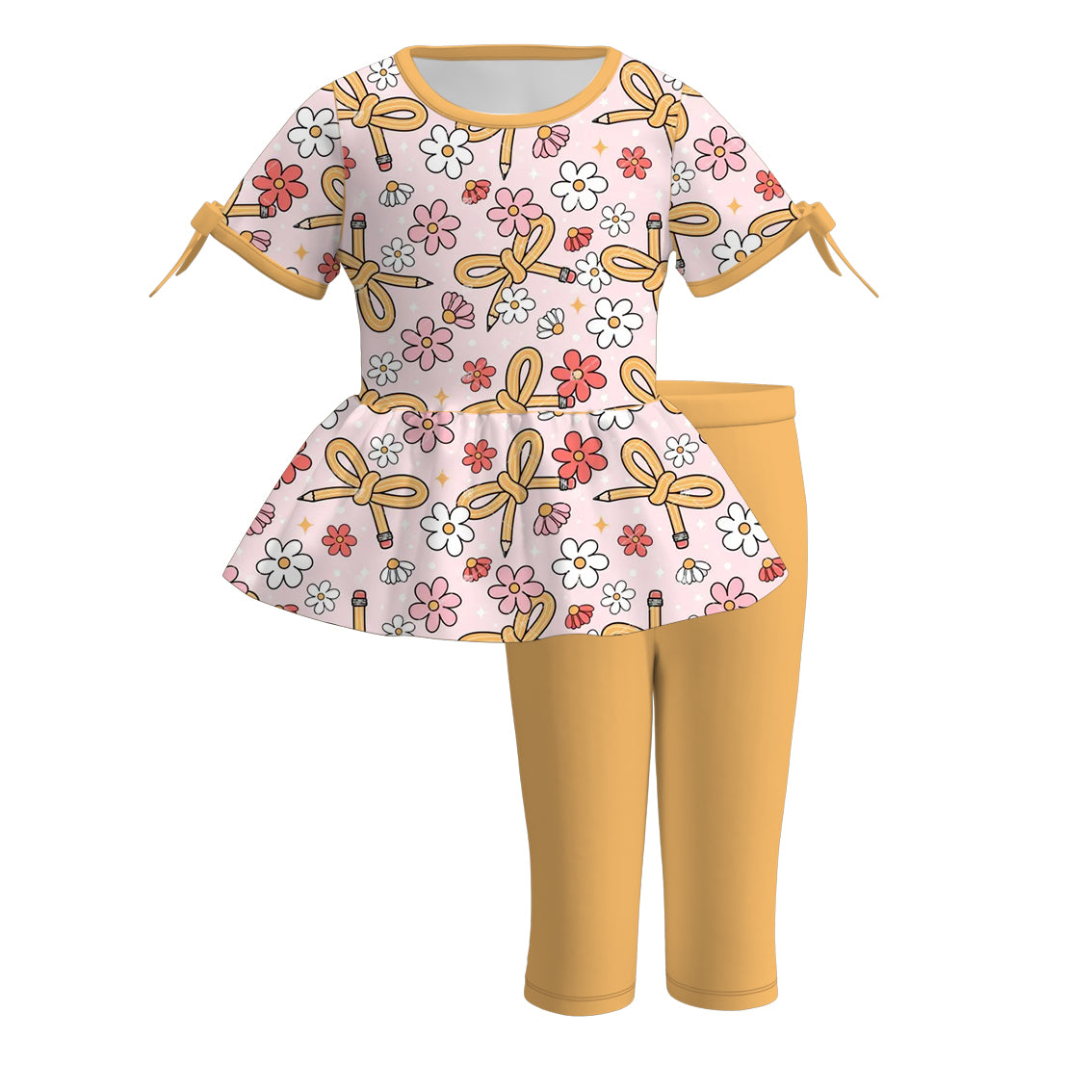 (Pre Order)Girls Summer Back To School Print Capris Set