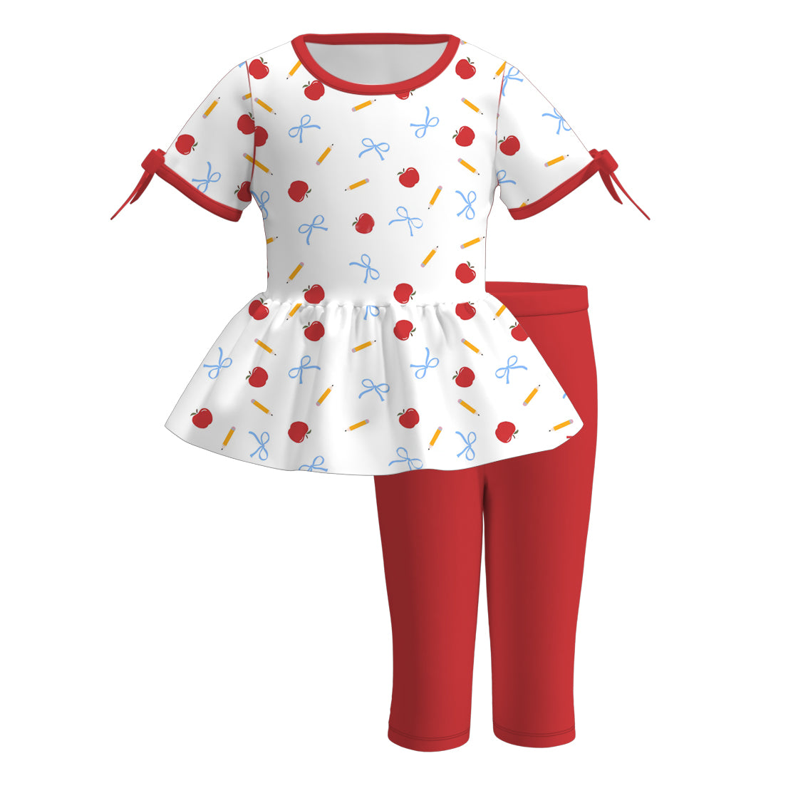 (Pre Order)Girls Summer Back To School Print Capris Set